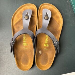 Birkenstock Black and Brown Thong Sandals